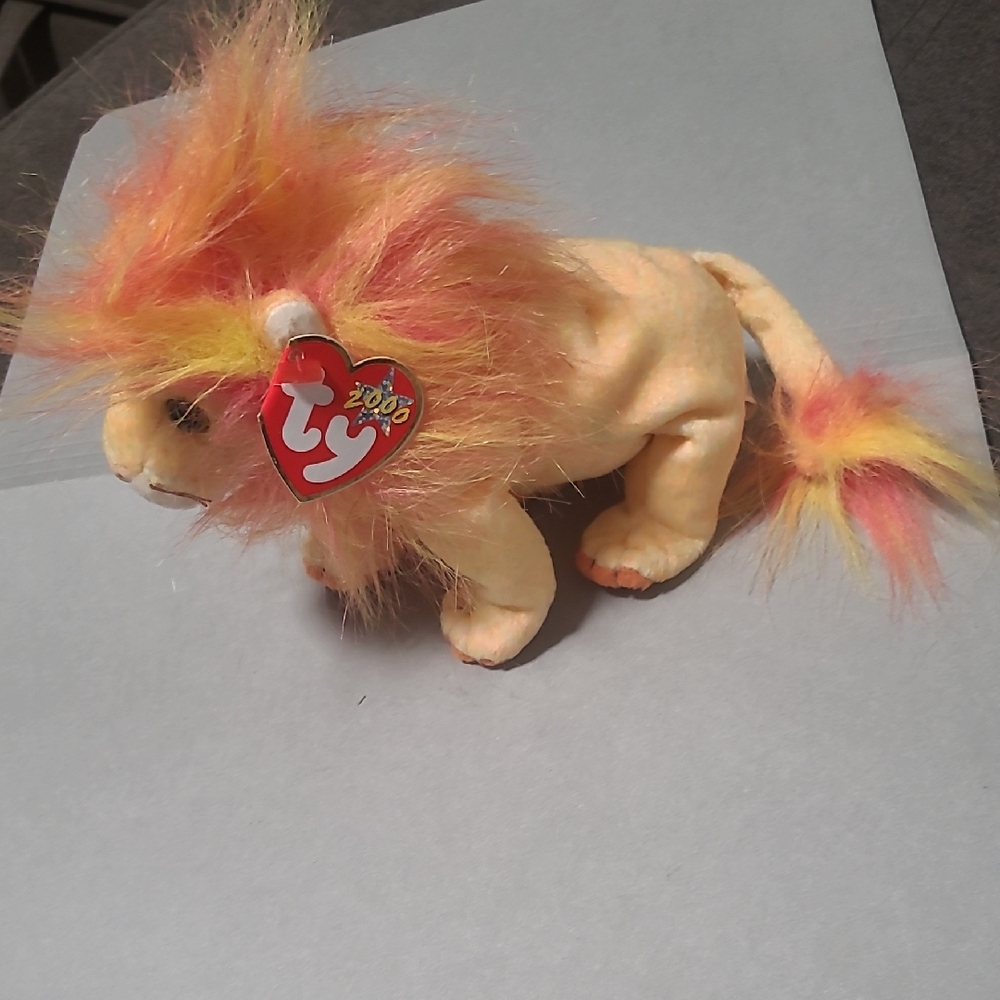 Ty Stuffed Lion with Orange and Yellow Mane